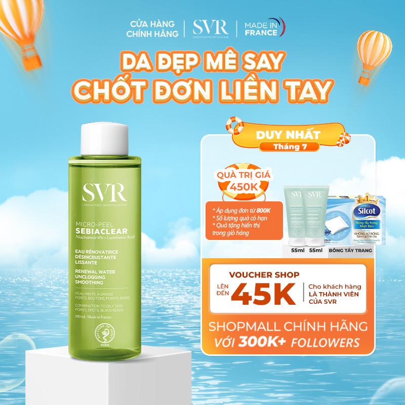 [Livestream 3] Nước cân bằng da dành cho da dầu, mụn SVR SEBIACLEAR MICRO-PEEL 150ml