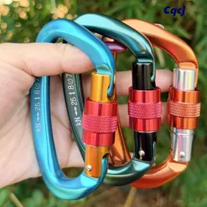 Móc chìa khóa an toàn chuyên nghiệp CQCJ, Móc chìa khóa hình chữ D 59 * 99mm 7 màu, Thiết bị bảo vệ leo núi 25KN chất lượng cao Công cụ tăng dần ngoài trời