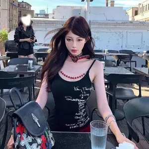 Mùa hè Dopamine Sản phẩm mới Màu xanh trắng tương phản Hot Girl Niche Thiết kế sang trọng Đính cườm Camisole Slim-fit Slimer Look