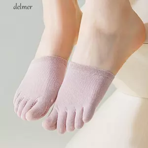 DELMER Ngón Chân Tách Tất Màu Trơn Co Giãn Đơn Giản Cotton Ngắn Mùa Hè Năm Ngón Tất