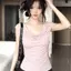 Áo thun ngắn tay hình nấm hồng mùa hè Hot Girl Slim-Fit Slimer Look Niche Gentle Sweet Short All-Match Top Women