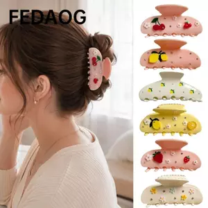 FEDAOG Tóc Barrettes, Trang Trí Hoa Trang Trí Trái Cây Trái Cây Vuốt Tóc Kẹp, Trang Trí Kim Cương Giả Dễ Thương Chất Liệu Acrylic Glossy Acetate Chất Liệu Tóc Hàm Kẹp Dành Cho Nữ