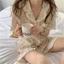 Phụ Nữ Ren Hoa Trang Trí Tay Ngắn Loungewear Bộ Cho Trong Nhà Thư Giãn Hàng Ngày Thường Ngày Ngoài Trời Giải Trí Mặc Nhà
