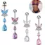 Nhẫn xỏ lỗ rốn bằng thép không gỉ thời trang hình bướm Zircon dành cho nữ Trang sức cơ thể [Mina]