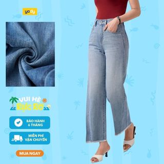 Quần jeans dài nữ YODY ống suông cạp cao tôn dáng WCJE26A004