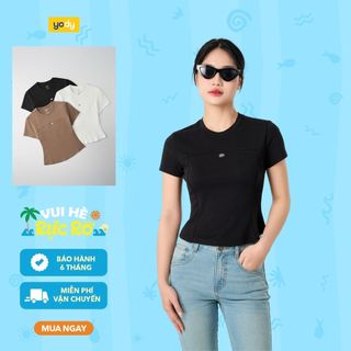 Áo thun nữ YODY, áo babytee vải thun rip dáng slimfit ôm cơ thể, thông thoáng WCTS25S048