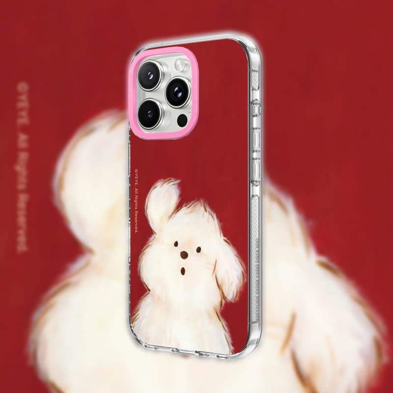 Nền Đỏ Chó Trong Suốt Màu Đen HỒNG CAMERA RING PHIÊN BẢN Tác Động Hút Từ Tính Trong Suốt Dành Cho IPhone 17 / 16 / 15 / 14 / 13 Pro Max Air Với Bao Bì Cao Cấp