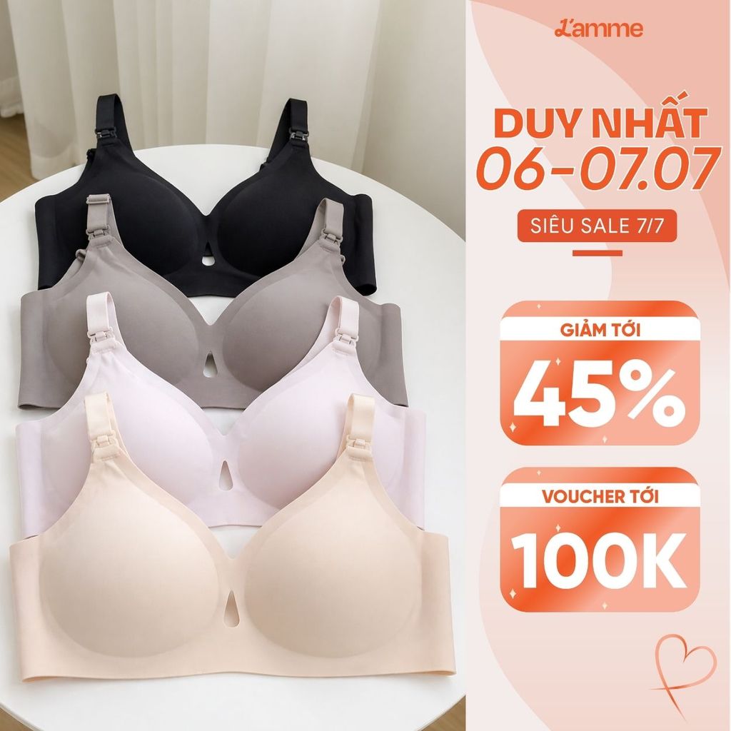 Áo lót bầu gom ngực, nâng ngực siêu nhẹ không gọng chống chảy xệ chất liệu su co giãn đàn hồi áo ngực A27 L'AMME