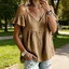 Exhila Vai Lạnh Cho Nữ Rời Cổ Chữ V Ruffle Tay Áo Sơ Mi Màu CuteGoing Out Trang Phục