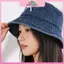 Mũ Buet Denim cổ điển được giặt sành điệu MYPANDA dành cho nữ có vành rộng Lý tưởng cho chuyến đi biển và thời trang.