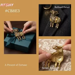 HFSHY Sáng Bóng Kim Cương Giả Dê Trâm Hợp Kim Bền Động Vật Cừu Pin Dành Cho Nữ Phù Hợp Với Công Sở Phụ Kiện Ngày Lễ Quà Tặng VN