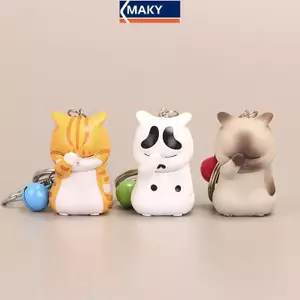 MAKY Face Cover Mèo Móc Khóa Hoạt Hình Dễ Thương Mèo Con Búp Bê Trang Trí Túi Mặt Dây Chuyền Nhỏ Quà Tặng Phụ Kiện Móc Khóa VN