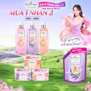 Sữa tắm dưỡng da thiên nhiên Pháp Enchanteur Naturelle hương hoa Lavender/Iris/ Rose 510g