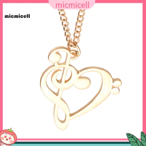 MIC _ Women 's Phong Cách Đơn Giản Rỗng Ghi Chú Âm Nhạc Trái Tim Mặt Dây Chuyền Vòng Cổ Quà Tặng