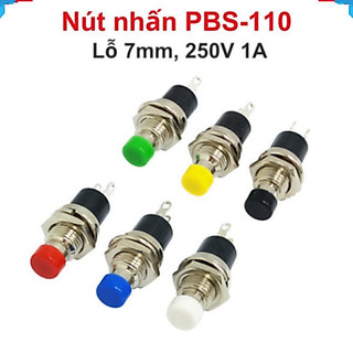 [Bán sỉ combo] (10 cái) Nút nhấn nhả (reset) PBS-110 7mm 2 chân 250V 1A