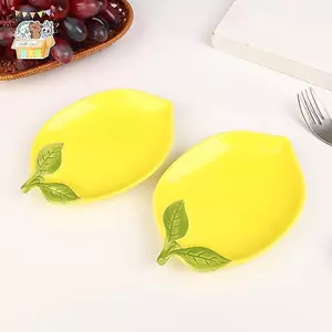 Phim hoạt hình sáng tạo Đĩa gốm hình quả chanh Salad Đĩa trái cây gia đình Đĩa ốc sên Đồ dùng nhà bếp Phụ kiện ELWW