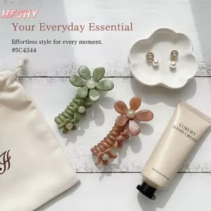 HFSHY Không Nhăn Dây Buộc Tóc Ngọc Trai Hoa Bong Bóng Bím Tóc Thiết Kế Dây Buộc Tóc Co Giãn Cho Nữ Cô Gái Cô Dâu Cưới Phụ Kiện VN