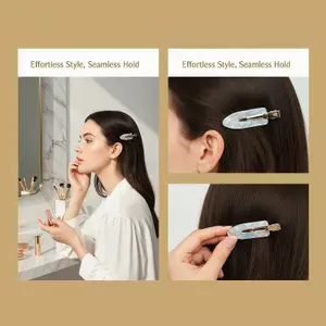 HFSHY 2 Chiếc Kẹp Tóc Acrylic Không Dấu Vết Họa Tiết Đá Cẩm Thạch Vàng Kim Loại Khóa Không Uốn Cong Tóc Barrettes Cho Bé Gái Tóc Hàng Ngày Bằng Cố Định VN