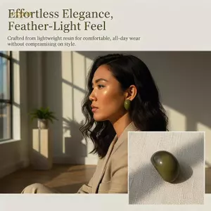PNPIA- Bông tai bán nguyệt bằng nhựa Tinh tế Vintage Chunky Ellipse Bông tai hình học Không phai Trang sức thời trang cho phụ nữ đi chơi cuối tuần