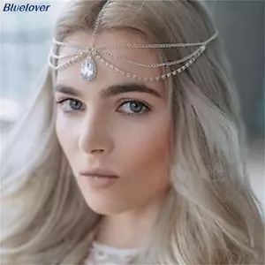 Bluelover Pha Lê Trước Nelace Nữ Pha Lê sel Tóc Tiara Giọt Nước Tóc Mới