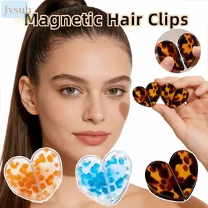 Kẹp tóc từ tính JVSUB, Kẹp tóc từ tính dạng phẳng hình trái tim, Phụ kiện tóc chống trượt di động ngăn ngừa áp lực Mũ nón sử dụng tại nhà