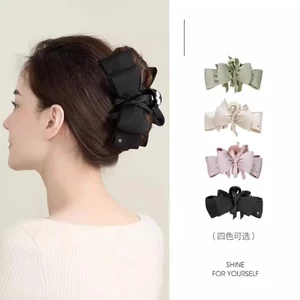 Phong Cách Thanh Lịch Satin Nơ Ngọt Ngào Bốn Màu Lớn Lấy Kẹp Tóc Phong Cách Pháp Ruy Băng Tóc Mũ Đội Đầu NCJI
