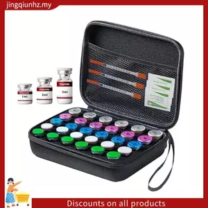 Hộp đựng lọ Peptide cho Insulin, GLP-1- dành cho người sắp xếp lưu trữ tủ lạnh 30 khe cắm Vỏ cứng Du lịch giữ 1-3 Ml