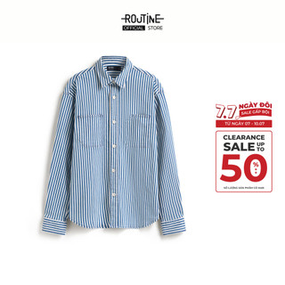 Áo Sơ Mi Jeans Nam Họa Tiết Sọc Tay Dài Form Loose - Routine 10S25DSH007