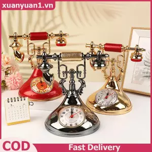 XUAN Retro Điện Thoại Đồ trang trí Báo Động Clo Sáng Tạo Đồng Hồ Để Bàn Trang Trí Cho Phòng Gia Đình Đầu Giường Trang Trí Bàn VN