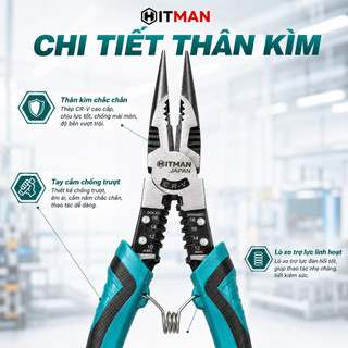 Kìm HITMAN Đa Năng 8-9inch – Dụng Cụ Sửa Chữa Tiện Lợi Cho Thợ & Gia Đình, Dài 20-22cm