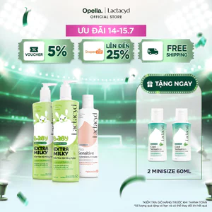 Bộ 2 Sữa Tắm Gội Trẻ Em Lactacyd Baby Extra Milky 500ml + 1 Dung Dịch Vệ Sinh Pro Sensitive 250ml
