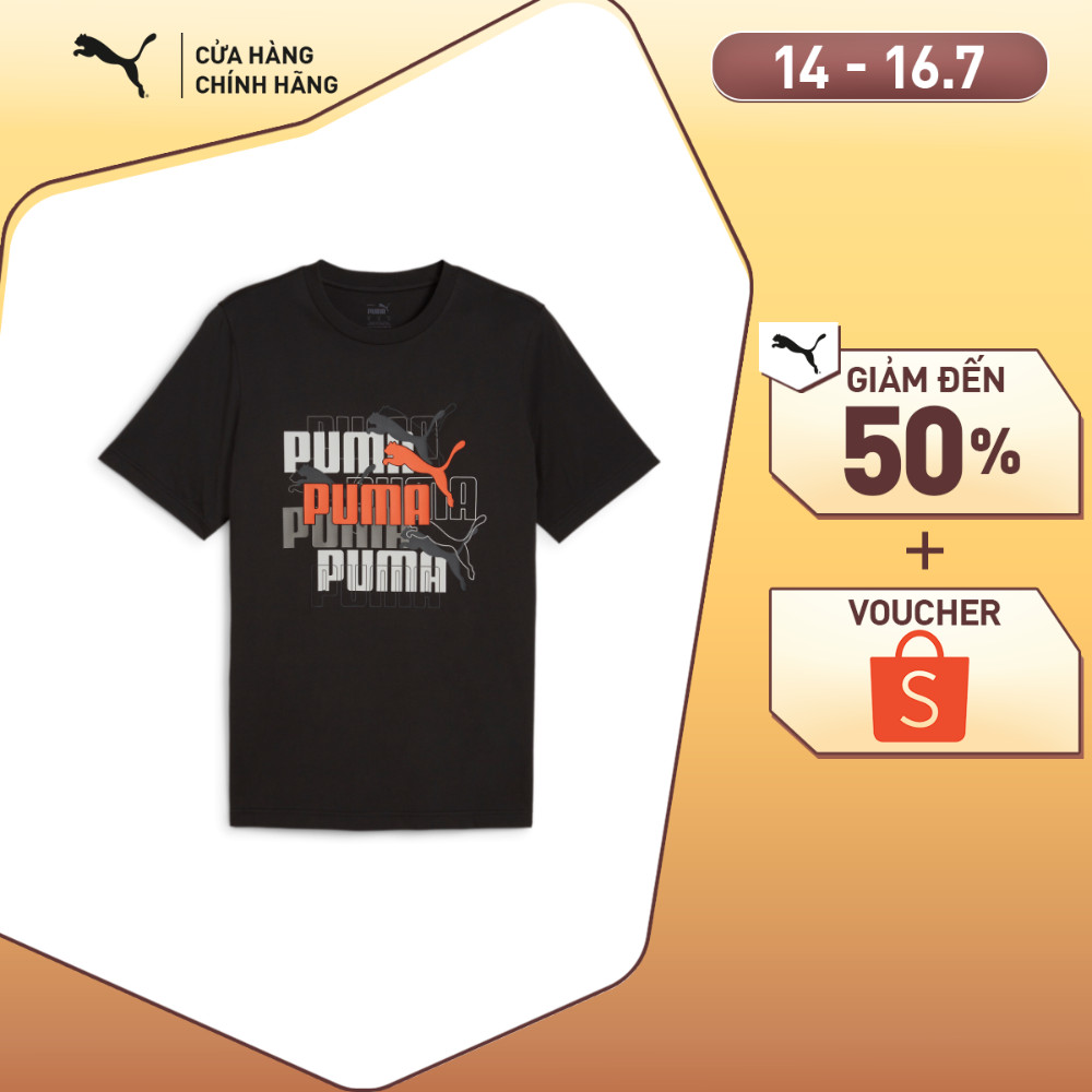 Áo Thun Thời Trang Nam PUMA Graphics Multiple Logo Tee Light Gray Heather Màu Xám