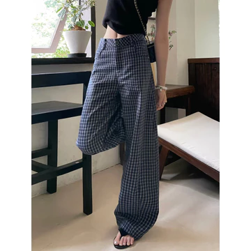 Quần ống thẳng Quần ống rộng cho nữ Quần ống thẳng nhỏ rộng Cotton bong bóng nữ mùa hè mỏng Lười dáng rộng Cảm giác Hình liềm thông thường