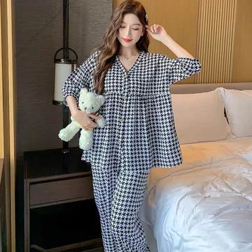 Bộ đồ ngủ cỡ lớn dành cho nữ Bộ đồ ngủ Cardigan lụa cotton Bộ đồ ngủ ngắn tay Bộ đồ ngủ rộng rãi Bộ đồ ngủ lụa cotton cỡ lớn mùa hè, bộ đồ mặc nhà ngắn tay dáng rộng, thoáng khí