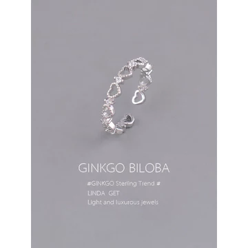 nhẫn bạc nữ nhẫn bạc 925 Bạc 925 Nhẫn Trái Tim Rỗng Nữ Niche Không Phai Màu Ngọt Xung Quanh Chỉ Số Nhẫn Ngón Tay 2025 Phong Cách Mới ins Chữ