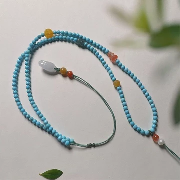 Ngọc lam Dệt Tay Dây Vòng Cổ Nữ Phong Cách Dân Tộc Mặt Dây Chuyền Ngọc Mặt Dây Chuyền Mặt Dây Chuyền Giả Nam Đỏ Ngọc Mặt Dây Chuyền Hạt Dây Xích Nữ TXT081401