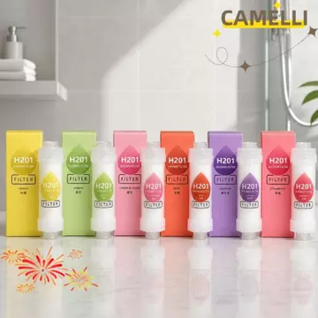 Hộp lọc vòi hoa sen thơm CAMELLIK3, Bộ lọc đầu vòi hoa sen chăm sóc da áp suất cao Vitamin C, Khử clo hoa oải hương / Máy lọc vòi hoa sen dâu tây