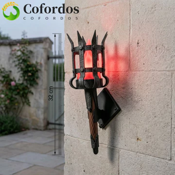 Đèn tường đèn pin thời trung cổ COFORDOS, Đèn pin kép cổ điển Đèn pin giả Đèn pin treo tường, Đèn Led cổ điển tối màu 3D In phong cách lâu đài Đèn pin ngọn lửa Halloween Ngôi nhà ma ám