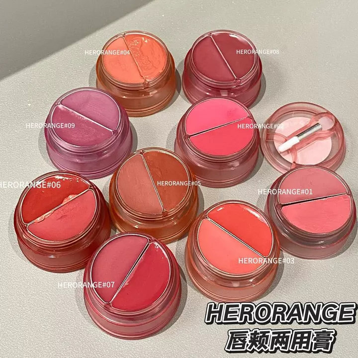 Herorange Peach Yarn Mist Lip Cheek Dual-use Balm Phong Cách Hàn Quốc Bóng Nước Mờ Làm Trắng Môi Bùn Son Môi Hai Màu Blush