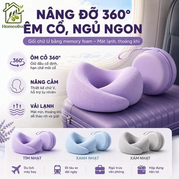Gối Chữ U Gối Kê Cổ Gối Cổ Du Lịch Mút Nhớ Vải Mát Thoáng Khí Nâng Cằm Ôm Cổ