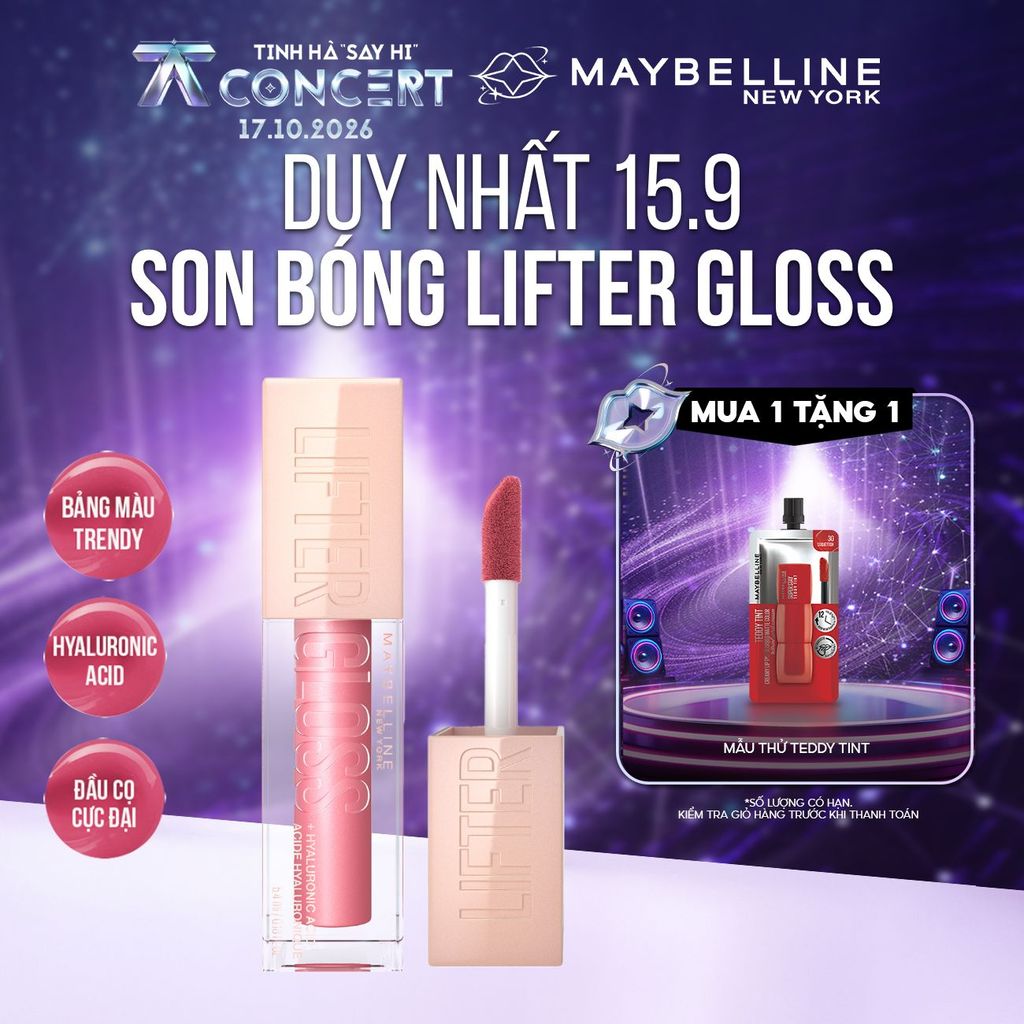 Son Bóng Lifter Gloss cho Đôi Môi Đầy Căng Mọng Kẹo cùng Hyaluronic Acid Maybelline New York 5.4ML