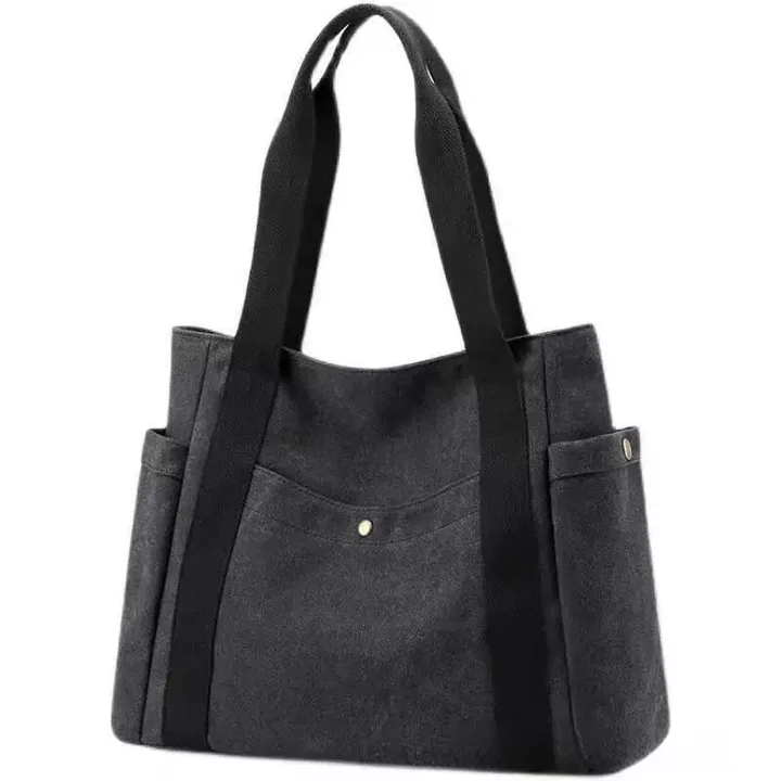 Túi tote vải canvas nghệ thuật và tối giản dành cho nữ; Túi xách mẹ, túi xách công sở trung niên, túi đeo chéo dung tích lớn, túi đeo vai nữ – 2
