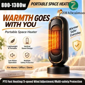 Máy sưởi để bàn ZHAOCAIMAO, Công suất tối đa 2000W PTC Làm nóng nhanh Máy sưởi đứng để bàn, Bảo vệ đa an toàn Máy sưởi điều chỉnh gió 3 tốc độ nhỏ gọn dọc với máy tạo độ ẩm