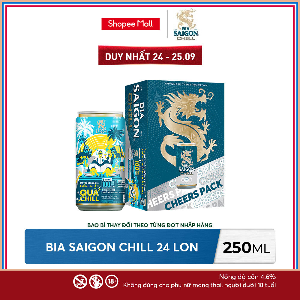 Nồng độ cồn 4.6% - Thùng 24 Bia Saigon Chill 250ml