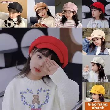 [COD] Mũ nồi cho bé HABITATCO, Mũ nồi len mềm mại cho trẻ em, Mũ lưỡi trai trẻ em dễ thương cổ điển Mũ lưỡi trai bé gái