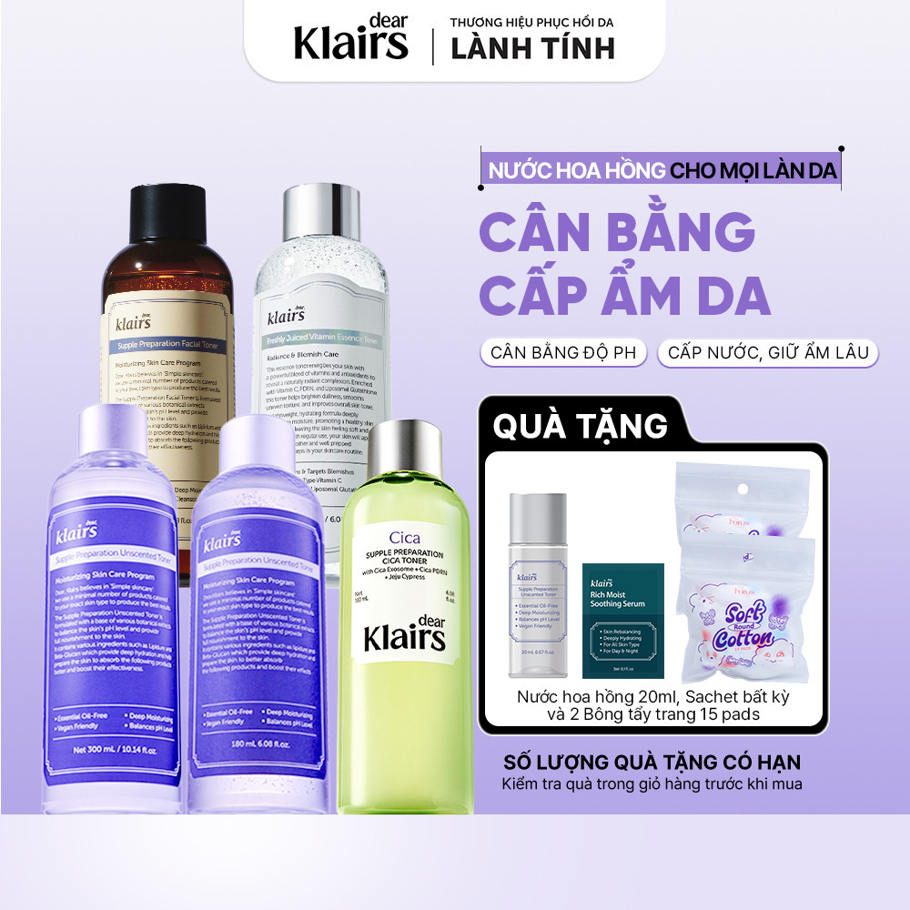 Nước hoa hồng Dear, Klairs Supple Preparation Toner dưỡng sáng cấp ẩm lành tính [FS]