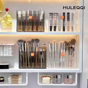 Hộp đựng son môi treo tường HULEQI, Hộp đựng son môi trong suốt có thể gập lại, Hộp đựng mỹ phẩm đa ngăn hình chữ nhật chống bụi di động