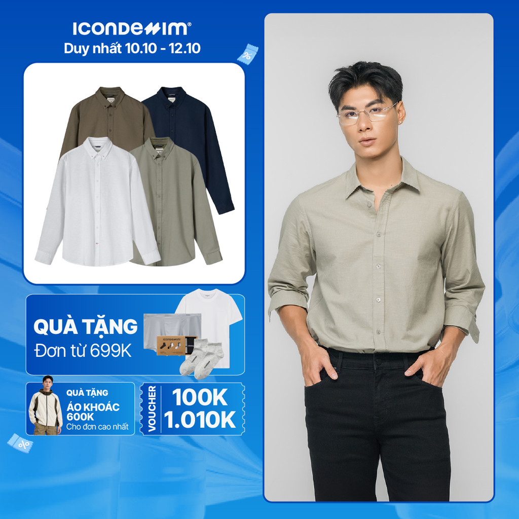 Áo Sơ Mi Linen Nam Tay Dài ICONDENIM Coastal Breeze Form Regular SMID0277