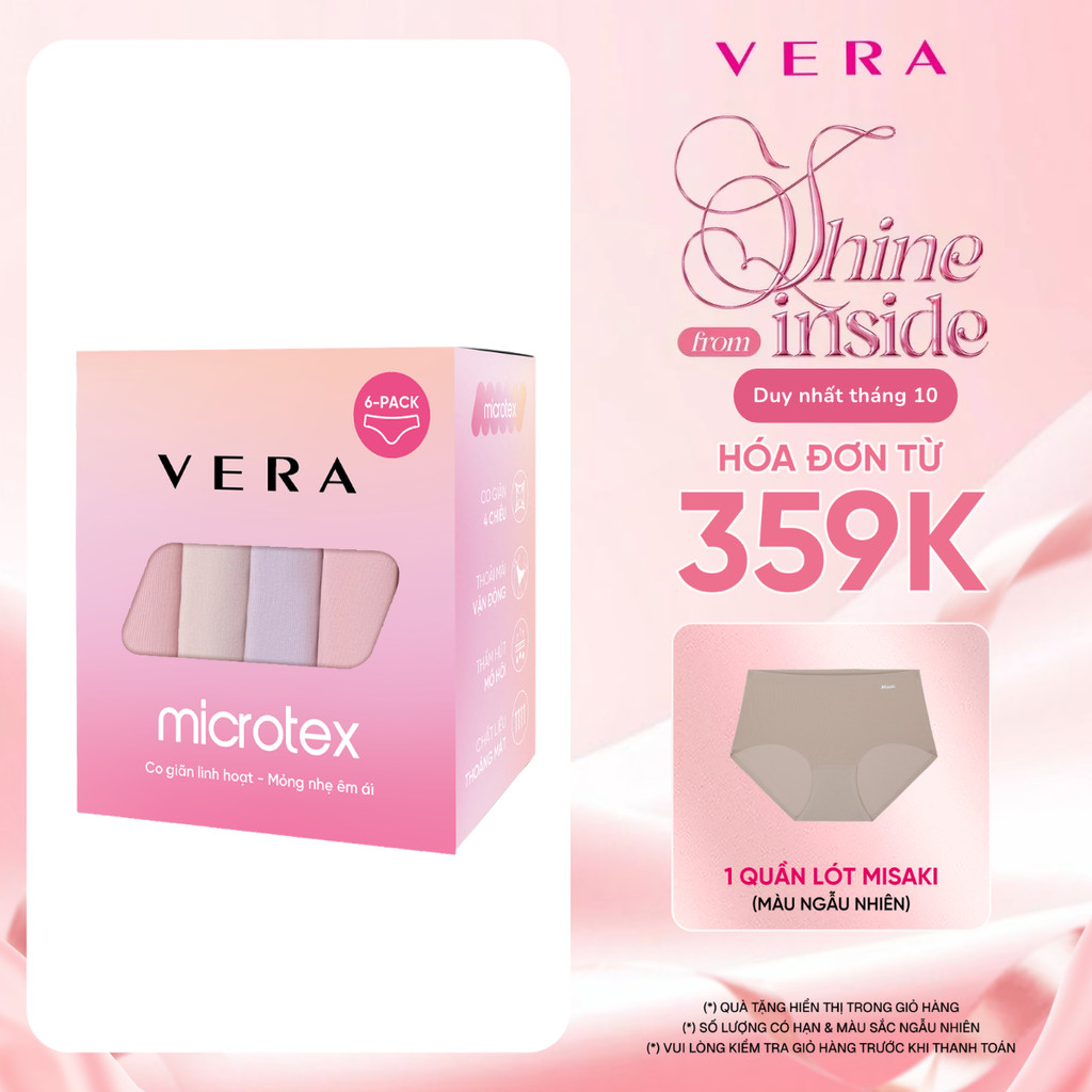 [LIVE] Combo 06 quần lót nữ mát mịn, co giãn thoải mái, kháng khuẩn VERA 6323 [Giao màu ngẫu nhiên]