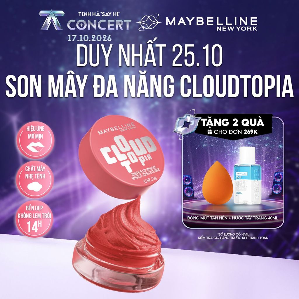 Son Mây Đa Năng Dạng Hũ Mịn Lì Bền Màu Cloudtopia Maybelline New York 5g